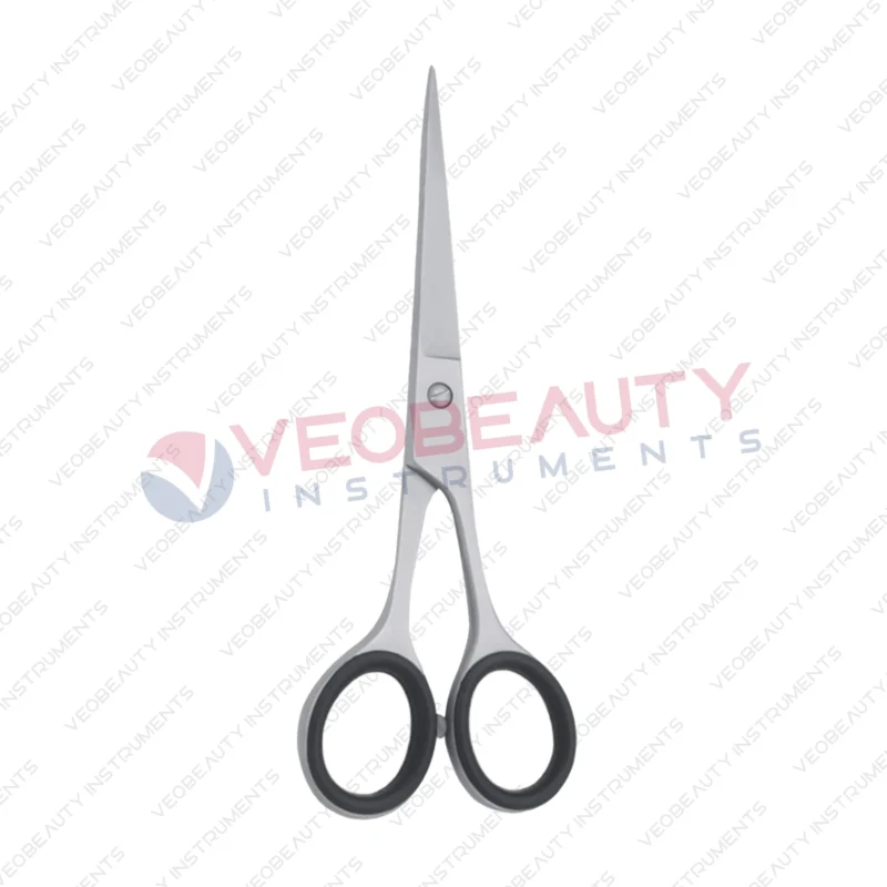 Matte sand-finish barber scissors with a sleek, textured surface and ergonomic finger rings.