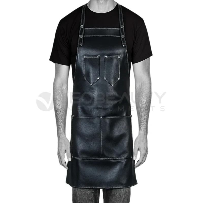 Leather Barber Apron Black Professional Salon Apron