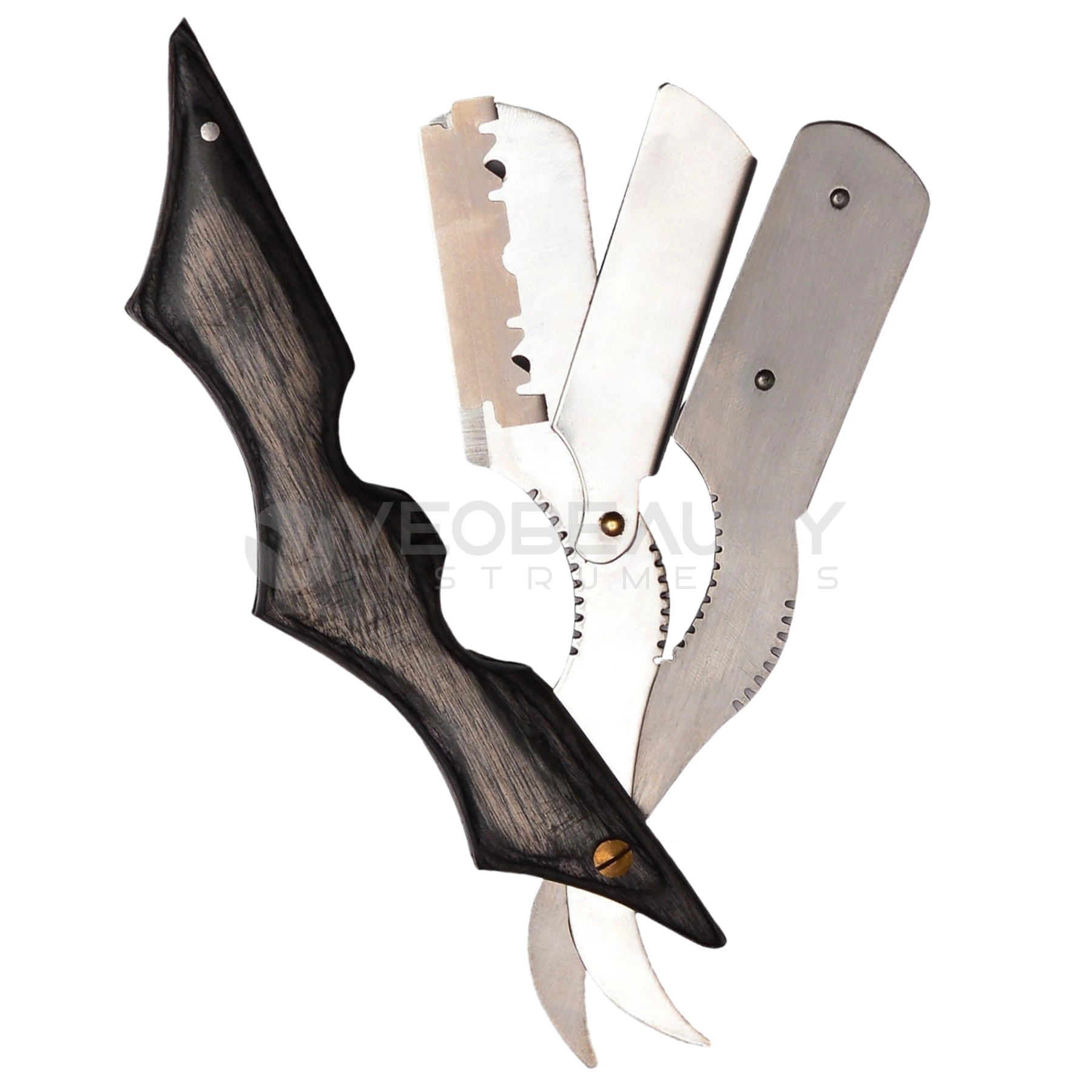 Professional Barber Hair Salon Batman Style Handle Shaving Razor Straight Edge-2