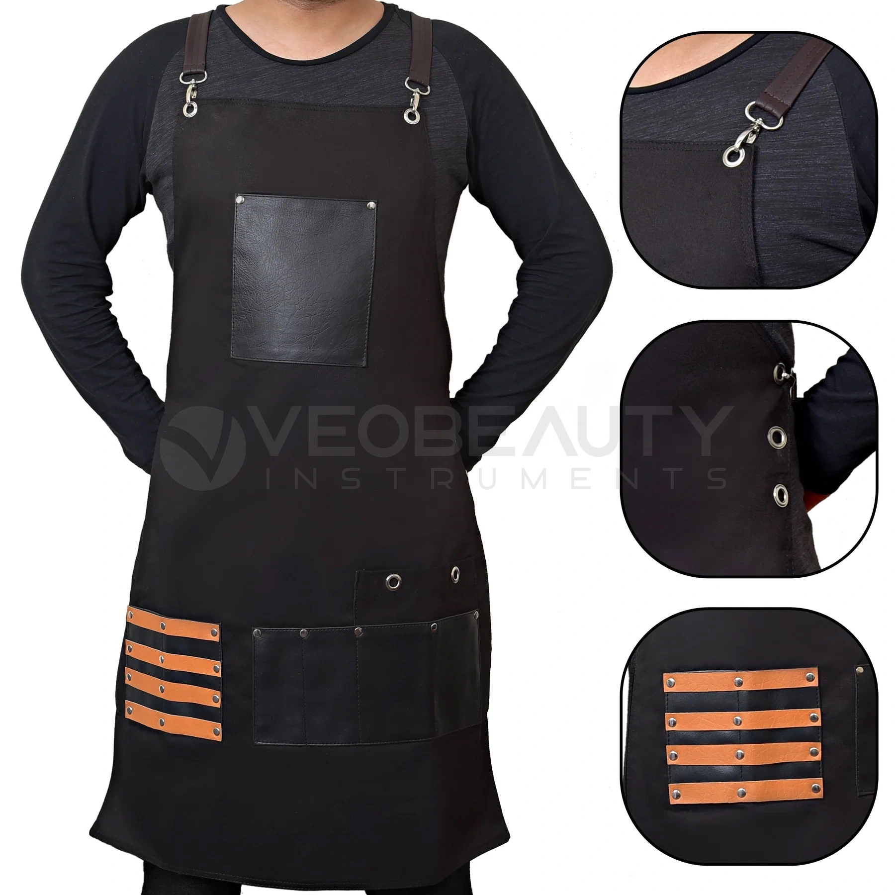 Professional Denim Jeans Apron Barber Salon Apron Black - Image 2