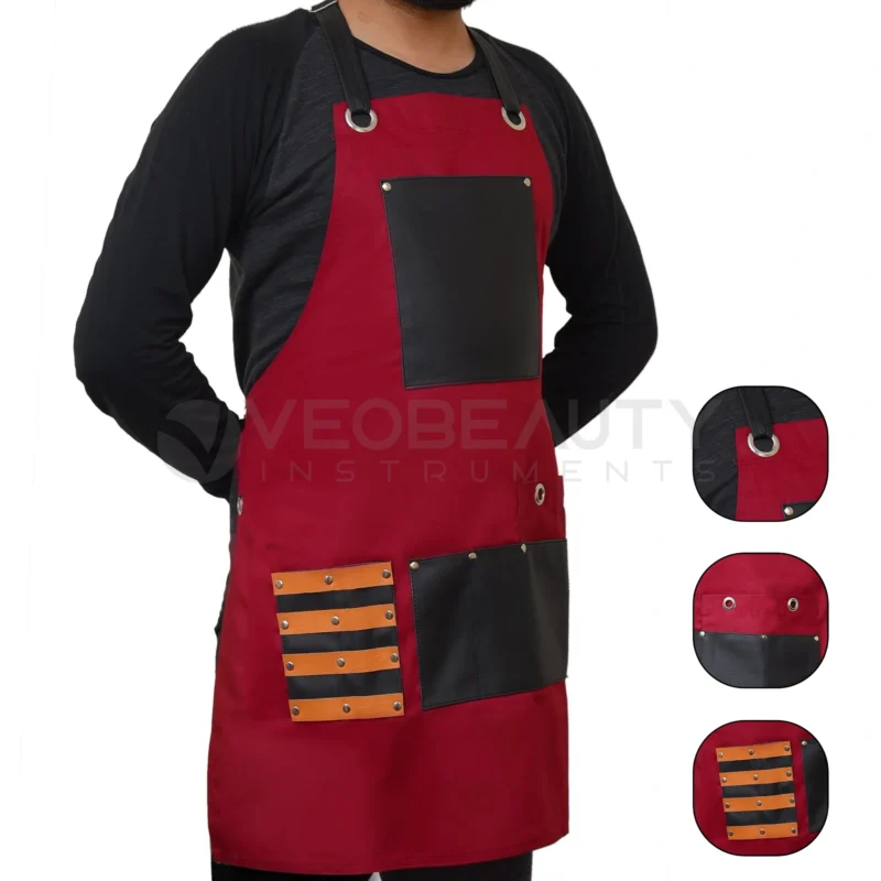Professional Denim Jeans Barber Apron Maroon Color-1