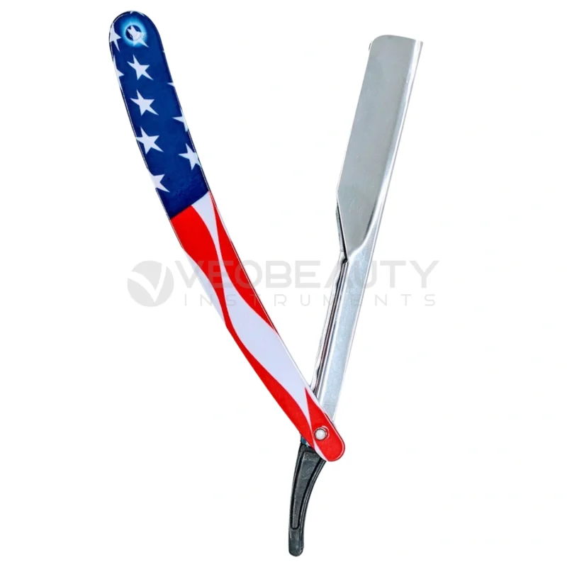 USA Flag Style Design Straight Barber Shaving Razor